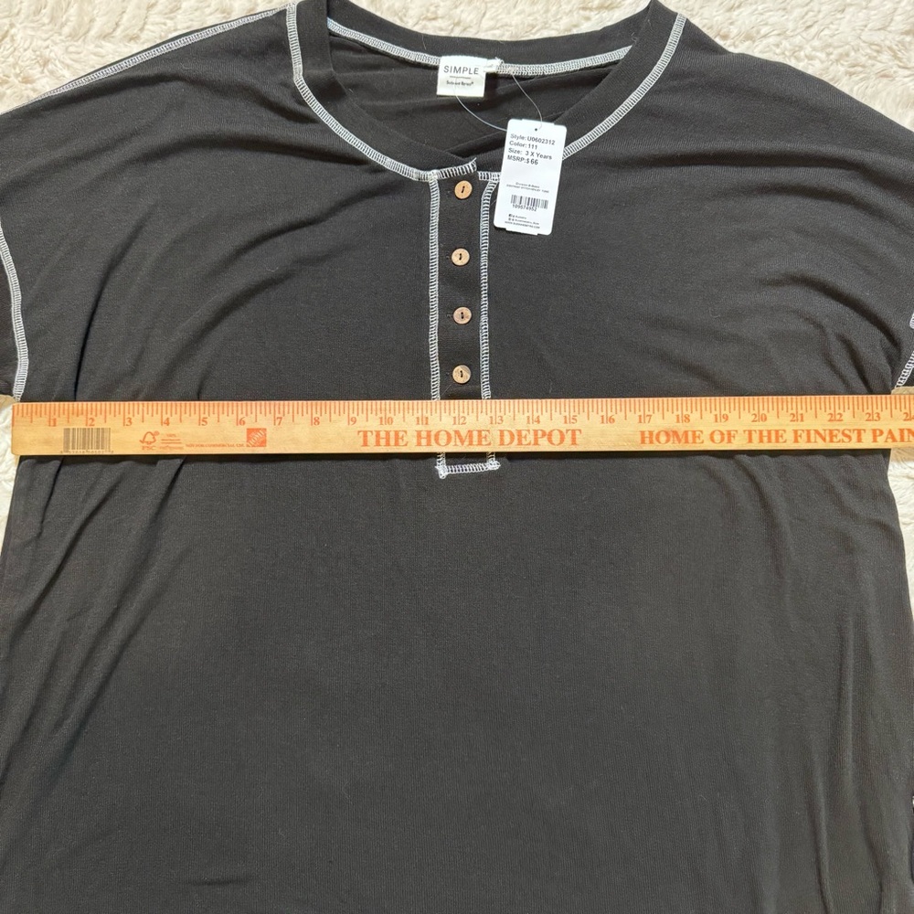 NWT Suzanne Betro Black Contrast Stitch Henley Tunic size 3x - Picture 6 of 7